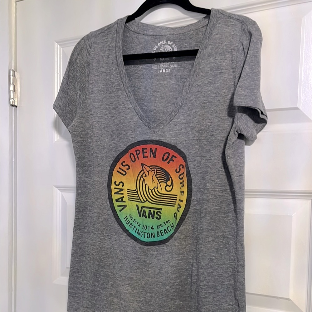 Vans 2014 US Open Of Surfing 🏄♂️ Huntington Beach Ca. Women's Gray Graphic Tee